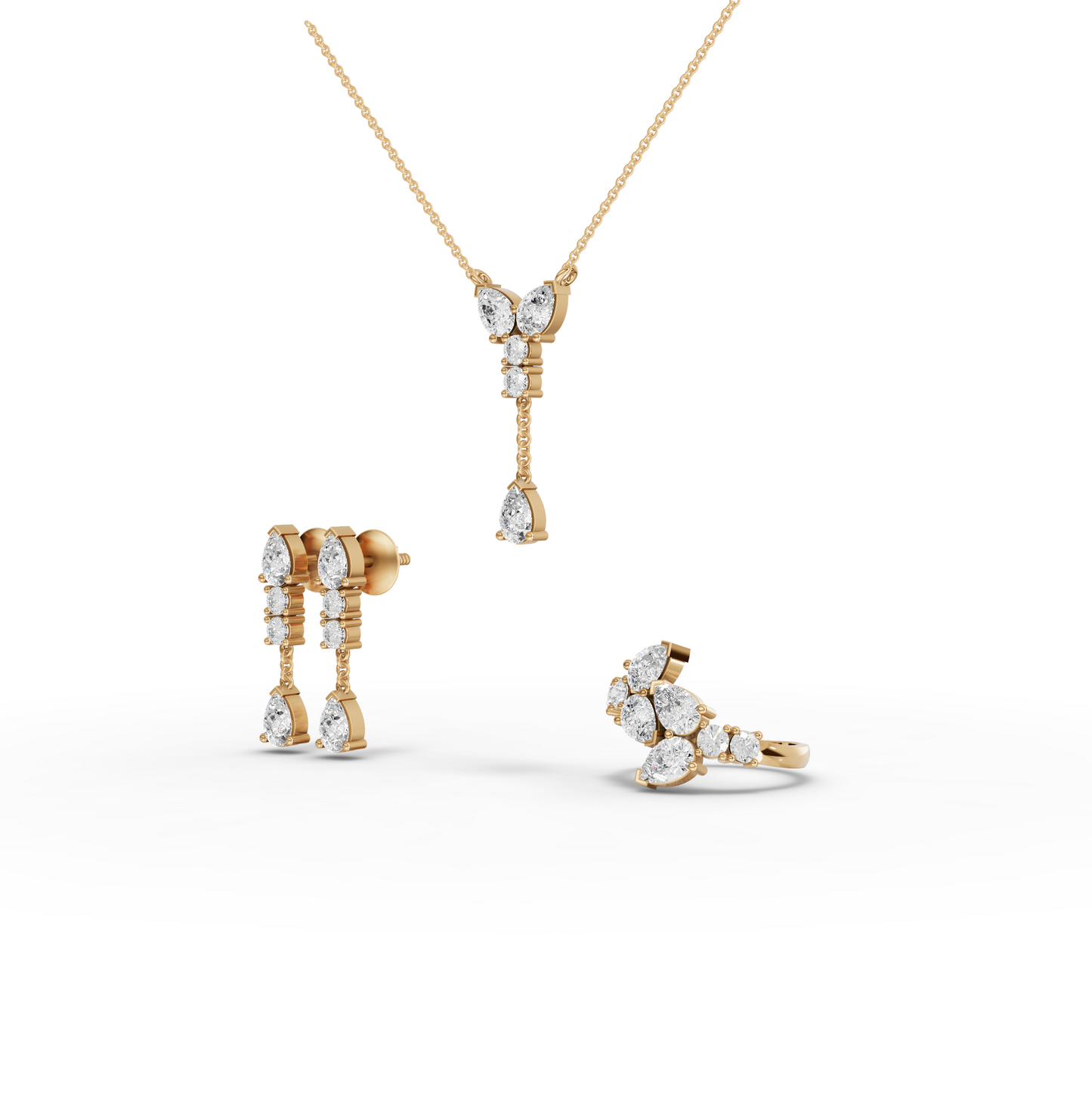 Pear & Round Statement Moissanite Diamond Jewelry Set