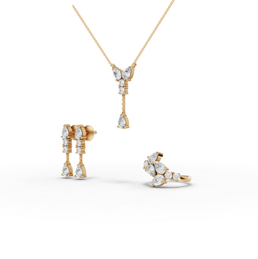 Pear & Round Statement Moissanite Diamond Jewelry Set