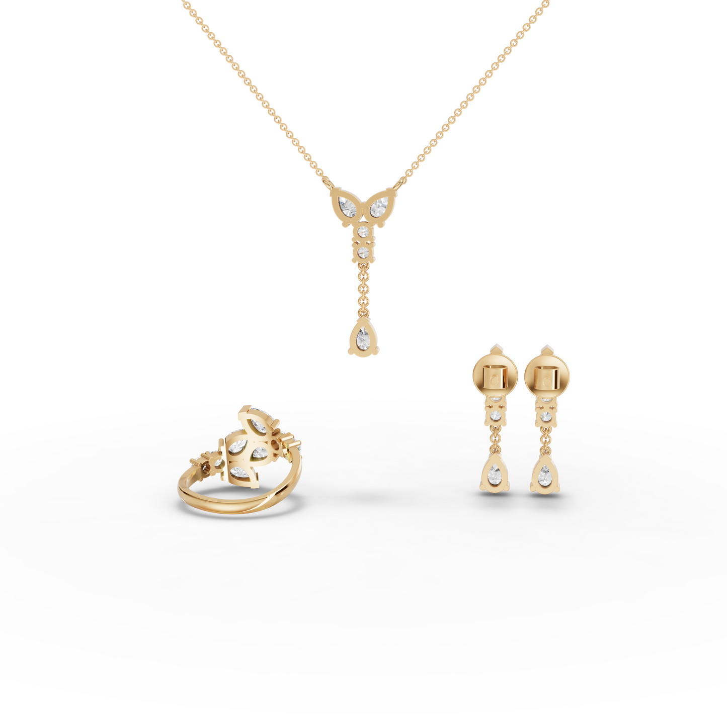 Pear & Round Statement Moissanite Diamond Jewelry Set