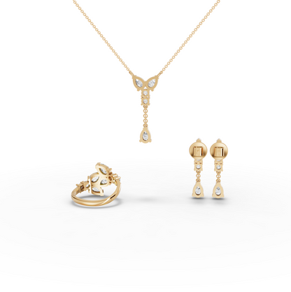 Pear & Round Statement Moissanite Diamond Jewelry Set