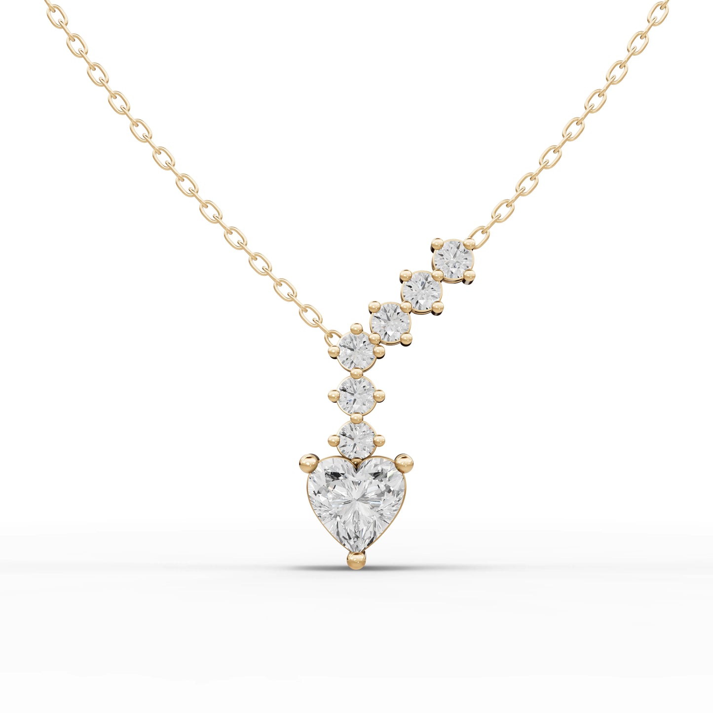 Heart Graduated Drop Moissanite Diamond Necklace