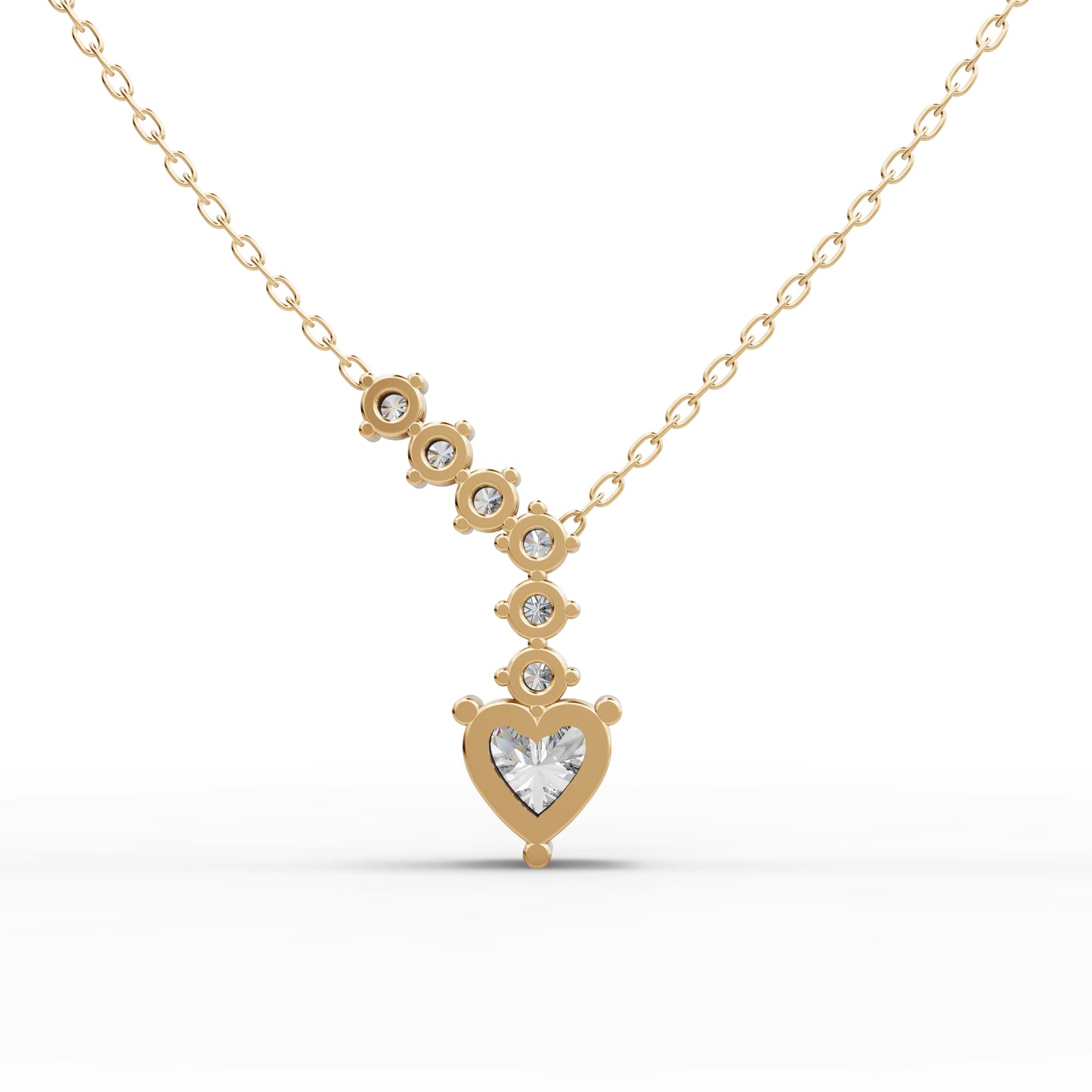 Heart Graduated Drop Moissanite Diamond Necklace